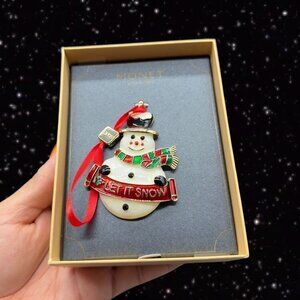 Monet Let it Snow Snowman Pendant Ornament Enameled 2020 Metal